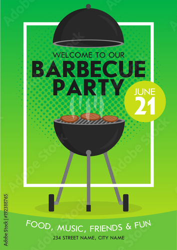 Lovely vector barbecue party invitation design template set. Trendy BBQ cookout poster design