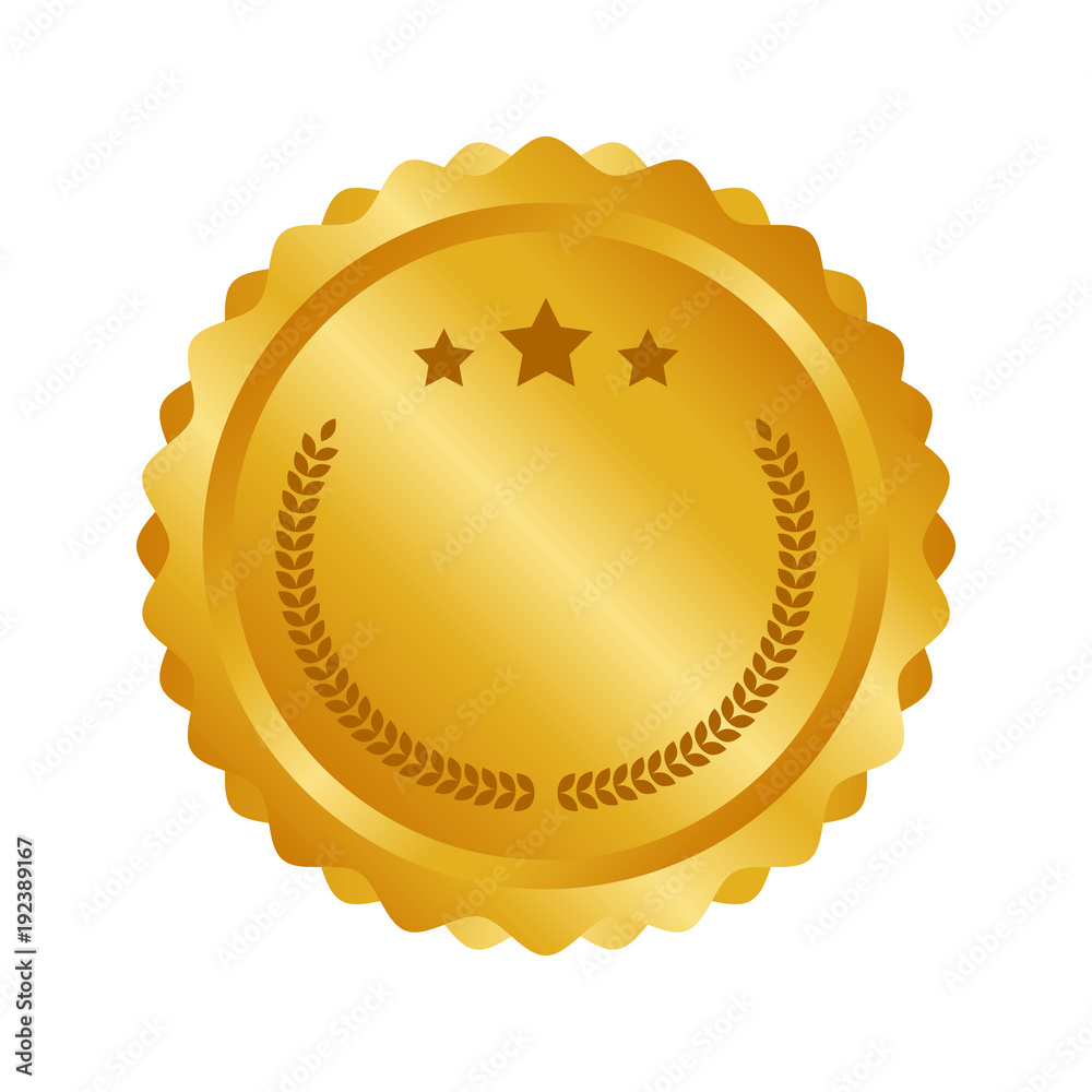 Modern gold circle metal badge, label and design elements. Vector illustration Modern gold circle metal badge, label and design elements. Vector illustration
