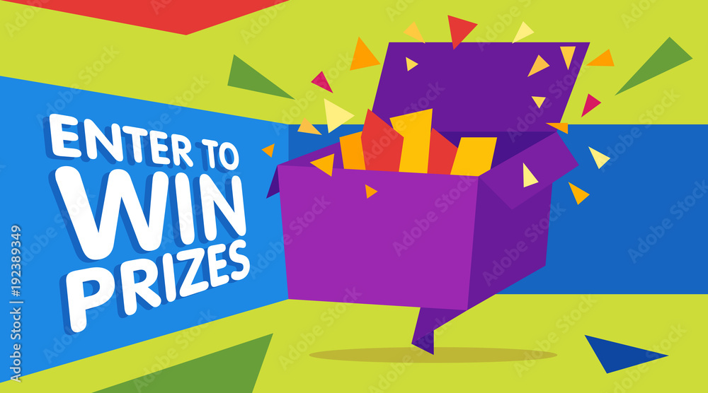 Enter to win prizes gift box. Cartoon origami style vector illustration Enter to win prizes gift box. Cartoon origami style vector illustration