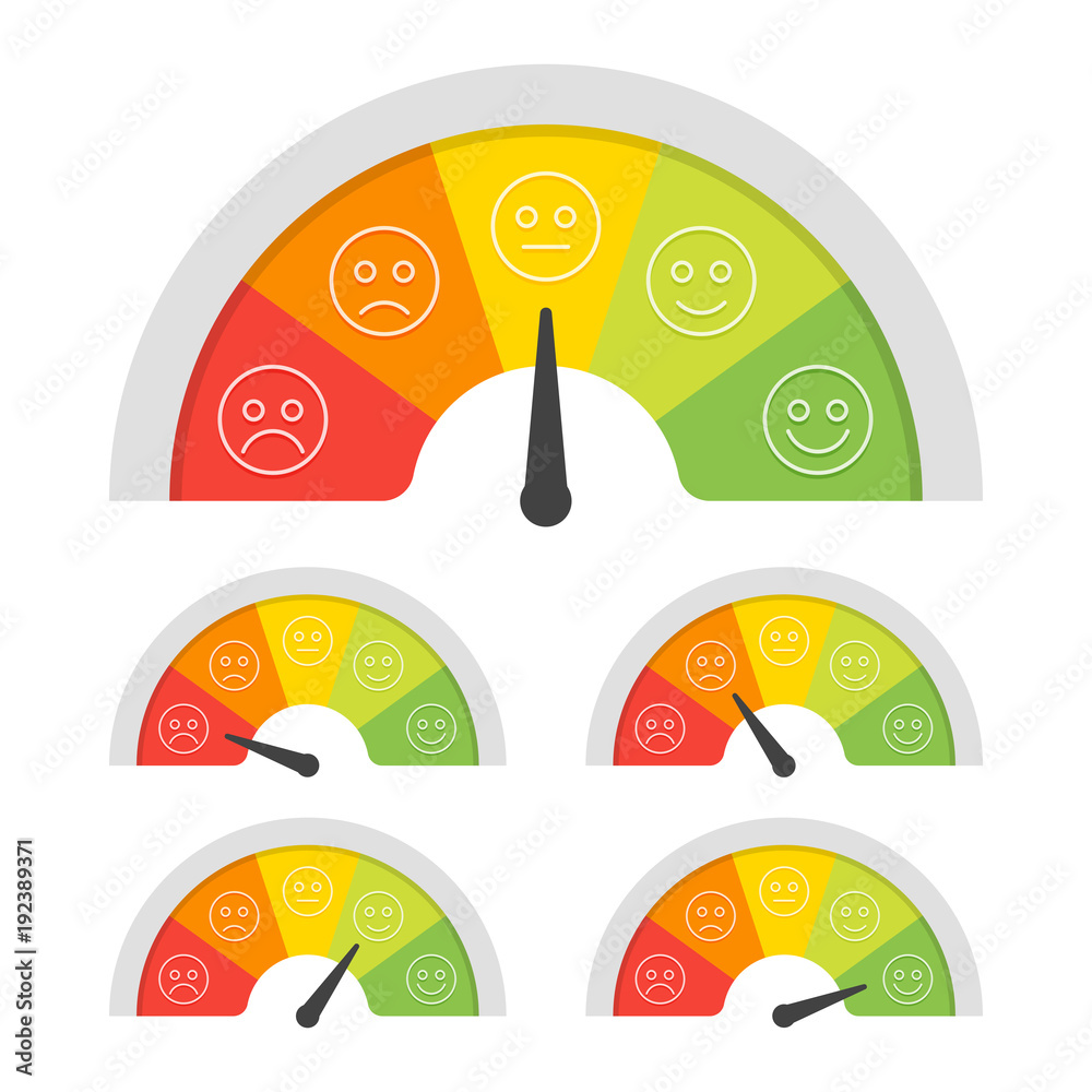 Customer satisfaction meter with different emotions. Vector ...