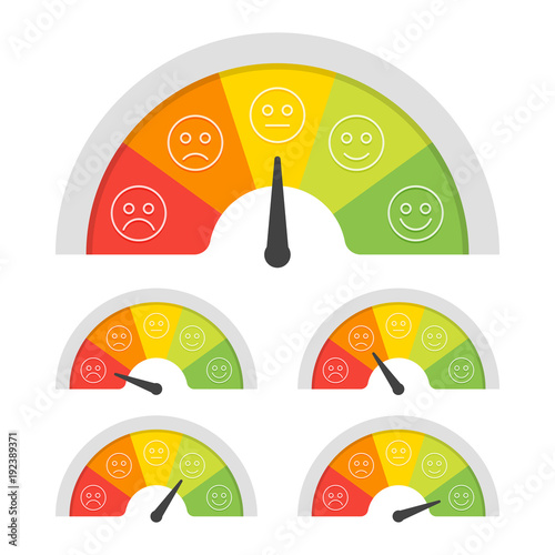 Customer satisfaction meter with different emotions. Vector illustration