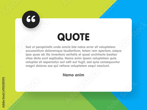 Material design style background and quote rectangle with sample text information vector illustration template