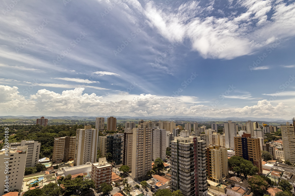 Sao Jose dos Campos city at afternoon with cloudy sky panorama view - Sao Paulo, Brazil