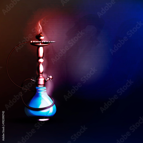 on a dark background a hookah