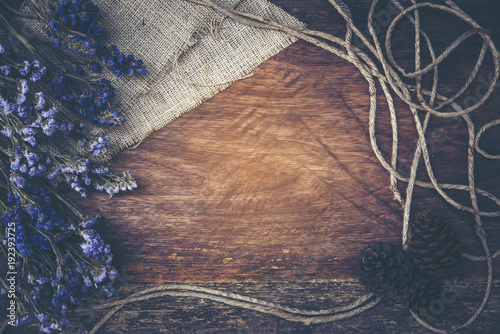 Dry flower frame on wood ba...