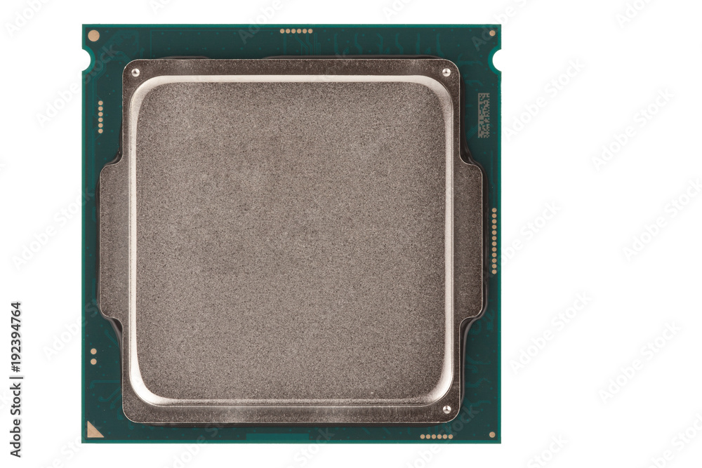 Fototapeta premium Processor for office PC, isolated on white background.