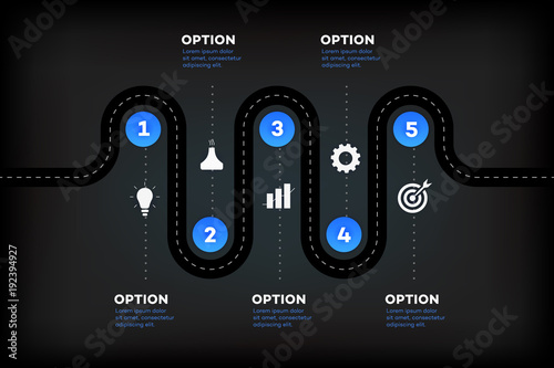 Layered Infographic Timeline. Vector Roadmap, Template For Modern Business Presentation, Annual Reports, Layouts