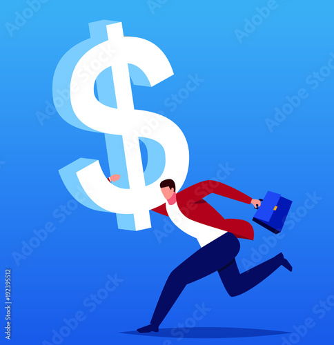 Businessman carrying dollar gallop