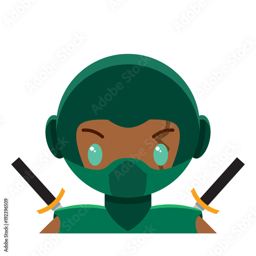 Vector cute male green ninja colorful isolated