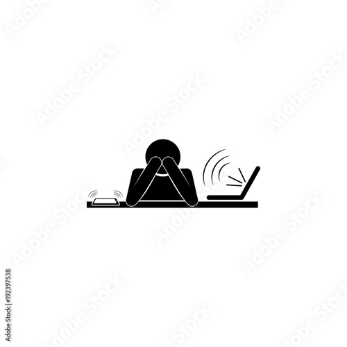 working fatigue icon. Illustration of psychological disorder of people icon. Premium quality graphic design. Signs and symbols icon for websites, web design, mobile app