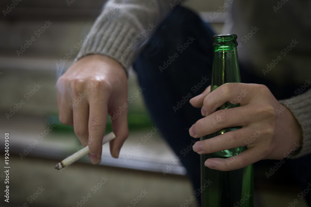 depressed man sit in underground depressed man sit in underground