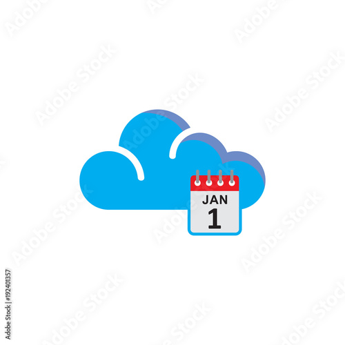 Calendar Cloud Logo Icon Design