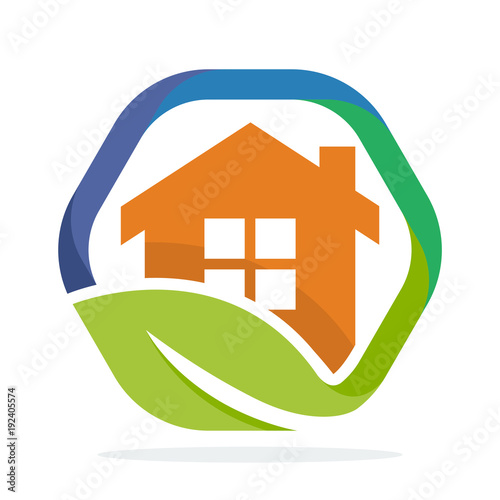 the icon of hexagon shape logo with the concept of environmentally friendly home energy management