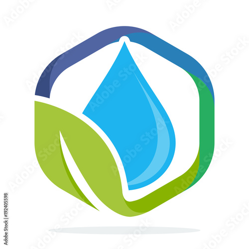 icon hexagon shape logo with the concept of clean water