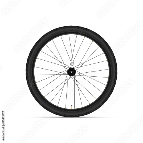 Mountain Bicycle Wheel. 3D Realistic Vector Illustration