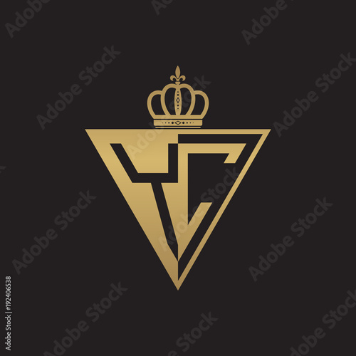 initial two letter half logo triangle gold