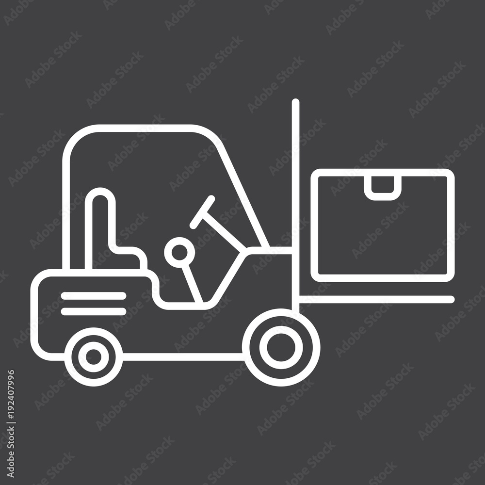 Forklift delivery truck line icon, logistic Forklift delivery truck line icon, logistic