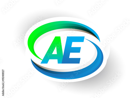 initial letter AE logotype company name colored blue and green swoosh  design, modern logo concept. vector logo for business and company identity.  Stock Vector | Adobe Stock