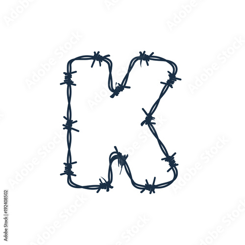 K Barbed Wire Letter Logo Icon Design