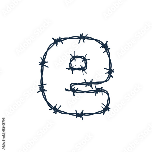 E Barbed Wire Letter Logo Icon Design