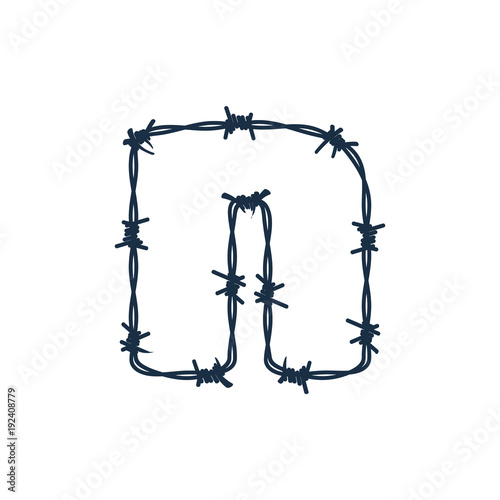 N Barbed Wire Letter Logo Icon Design