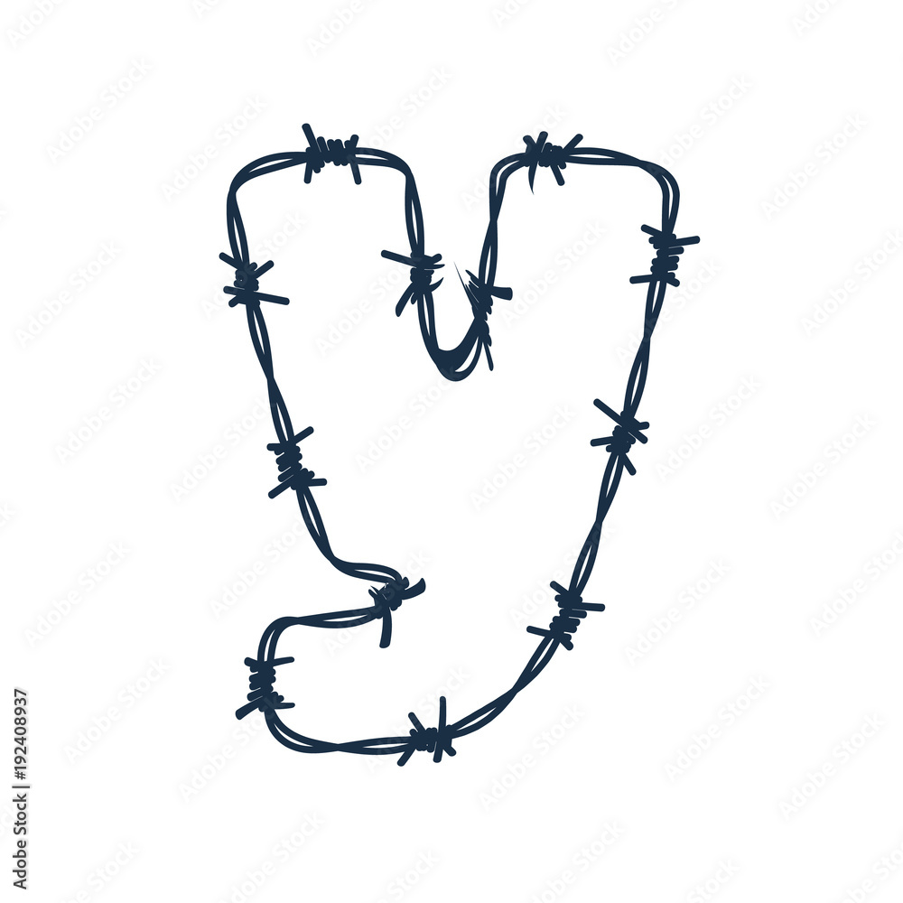Y Barbed Wire Letter Logo Icon Design