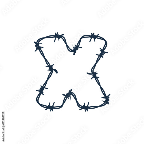 X Barbed Wire Letter Logo Icon Design