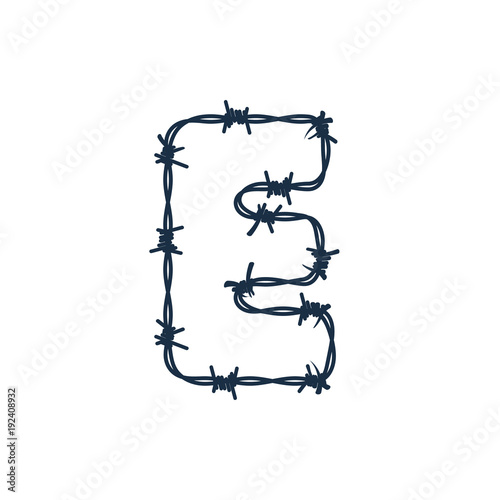 E Barbed Wire Letter Logo Icon Design
