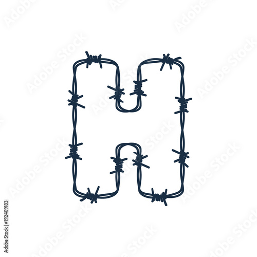 H Barbed Wire Letter Logo Icon Design