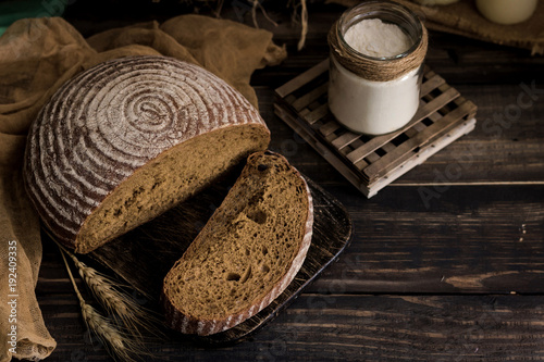 Bread without yeast on a dark rustic background