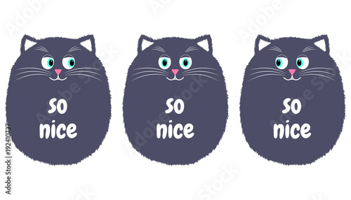 Fototapeta Naklejka Na Ścianę i Meble -  Vector Gray Cat in Cartoon Style. 1