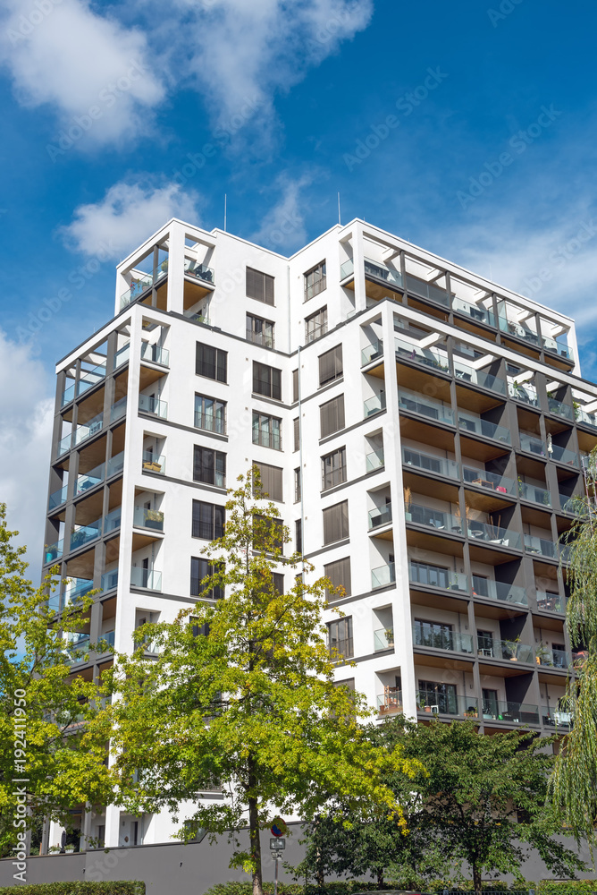 Big modern apartment house seen in Berlin, Germany