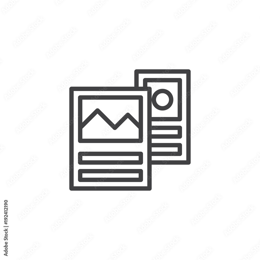 Travel brochure guide outline icon. linear style sign for mobile concept and web design. Flyer simple line vector icon. Symbol, logo illustration. Pixel perfect vector graphics Travel brochure guide outline icon. linear style sign for mobile concept and web design. Flyer simple line vector icon. Symbol, logo illustration. Pixel perfect vector graphics