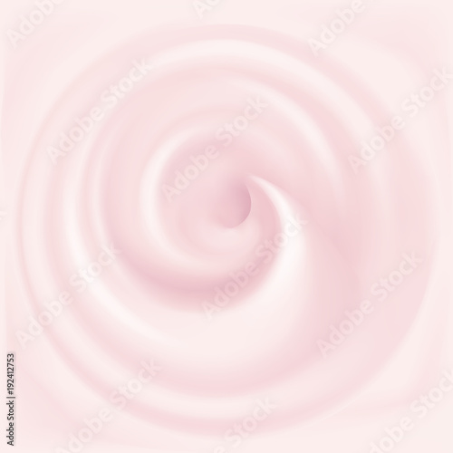 Swirl creamy texture. Pink twisted background. Applicable for dairy or cosmetic products ads or packaging design. Vector illustration.