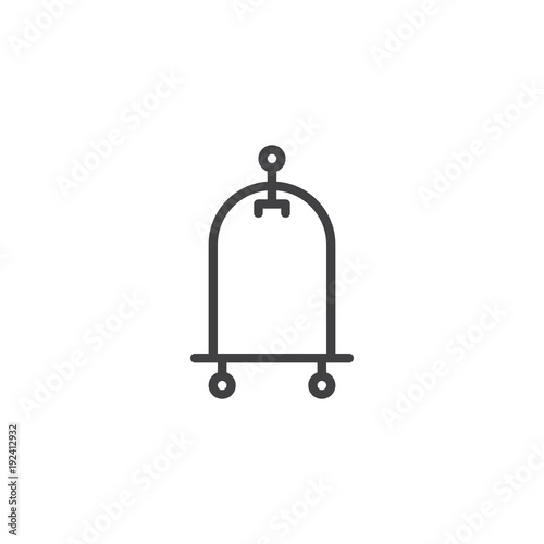 Hotel trolley outline icon. linear style sign for mobile concept and web design. Luggage cart simple line vector icon. Symbol, logo illustration. Pixel perfect vector graphics