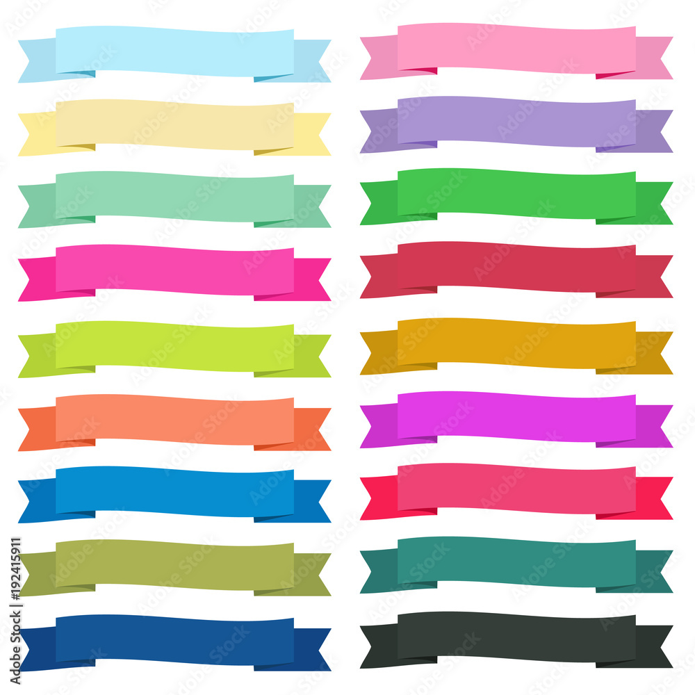 Sweet color ribbon banners on white background
