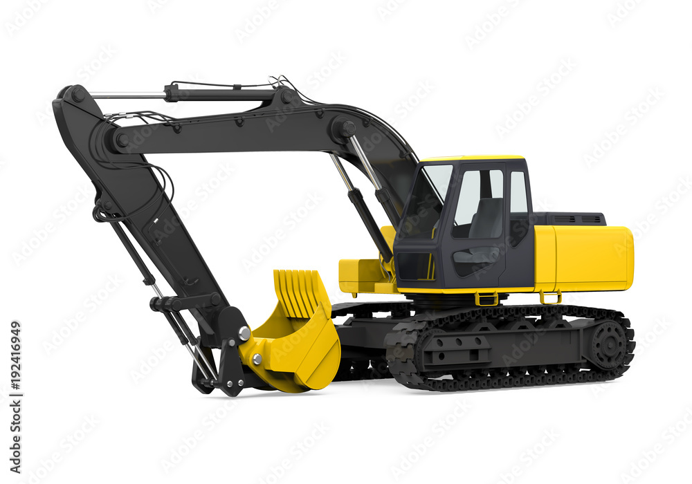 Yellow Excavator Isolated Yellow Excavator Isolated