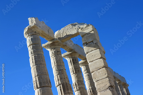 Ancient Temple of Poseidon in Capo Sunio in Attica Greece photo