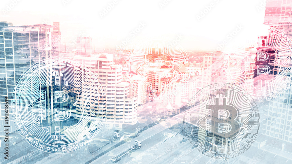 Double exposure of abstract technology and transportation with aerial view background Double exposure of abstract technology and transportation with aerial view background