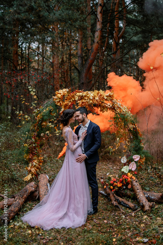 Evening wedding ceremony.