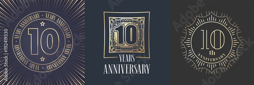 10 years anniversary vector icon, logo set