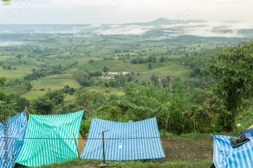 Camping scene among khao koh mountains , Thailand