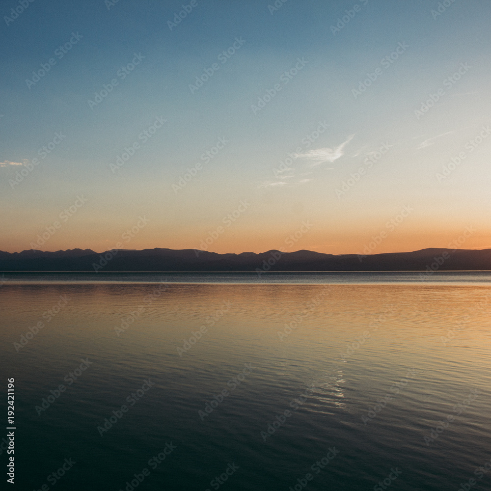 dawn at the mountain lake