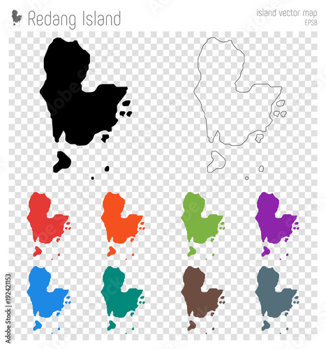 Redang Island high detailed map. Island silhouette icon. Isolated Redang Island black map outline. Vector illustration.