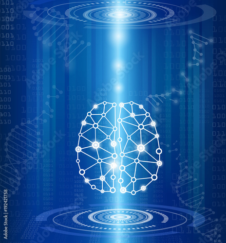 abstract background technology concept in blue light,brain and human body heal ,technology modern medical science in future and global international medical with tests analysis clone DNA human