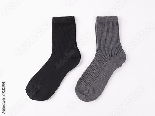 Black and gray socks isolated on white background.