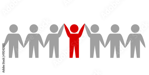 teamwork and leadership icon on white, stock vector illustration