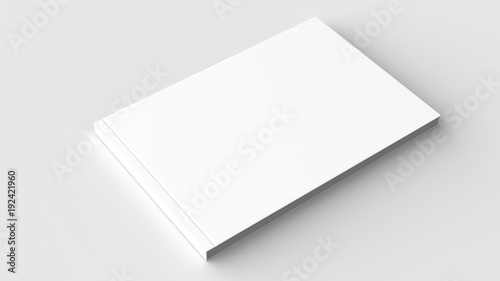 Horizontal - landscape hardcover brochure, book or catalog mock up isolated on soft gray background. 3D illustrating.