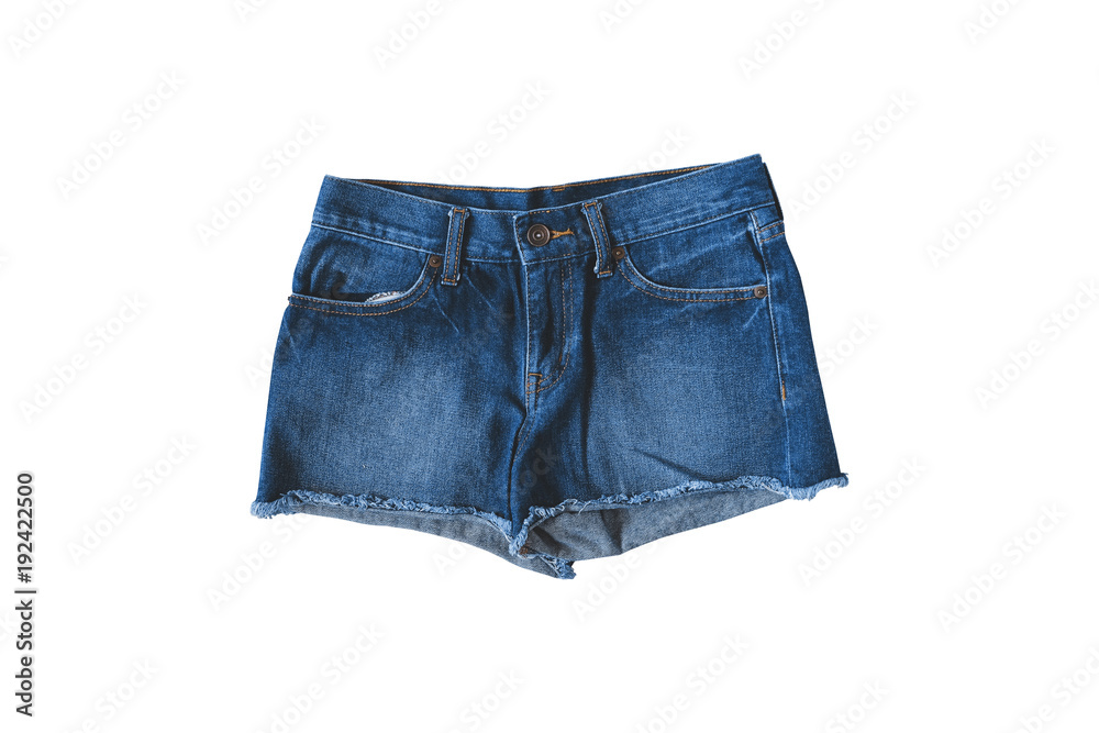 Woman's casual with fashion denim shorts isolated on white background. Woman's casual with fashion denim shorts isolated on white background.