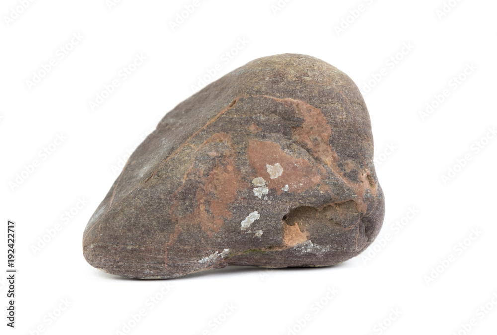 Single natural stone on white background, close-up Single natural stone on white background, close-up